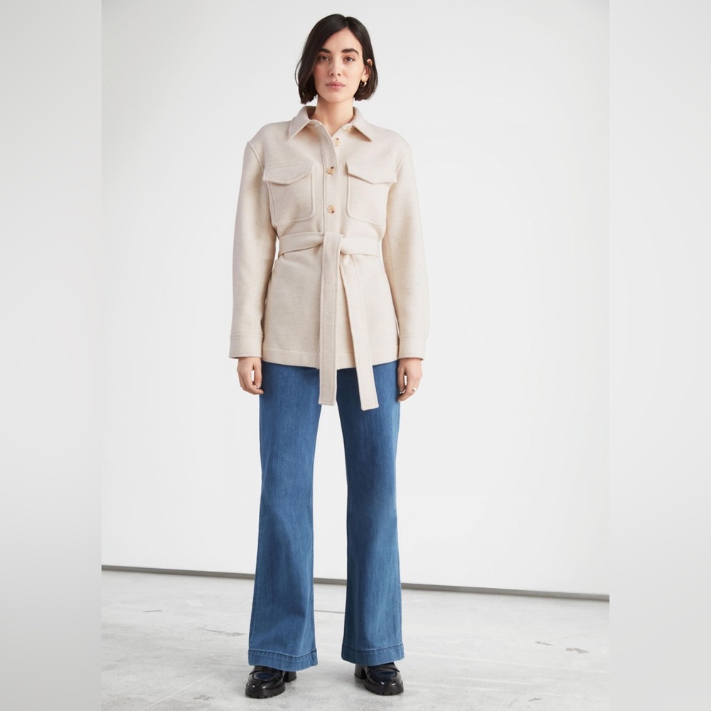 & Other Stories Women's Oversized Belted Patch Pocket Shirt Jacket